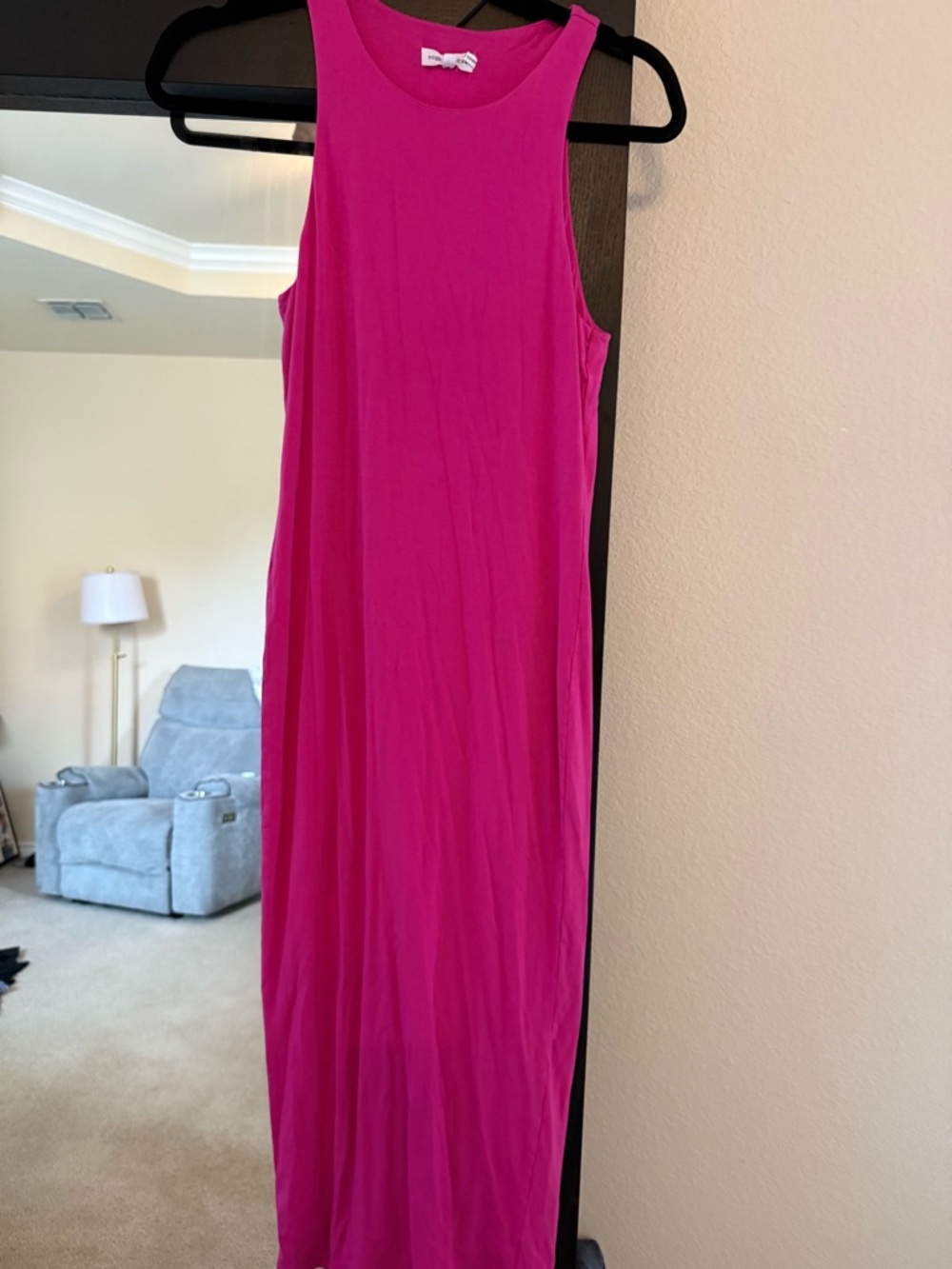 Good American Bright Pink Sleeveless Maxi Dress